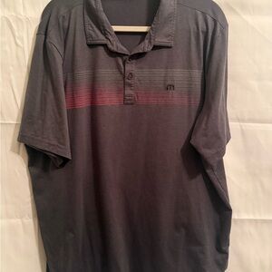 Travis Mathew Dark Gray Polo with Subtle Red Accents